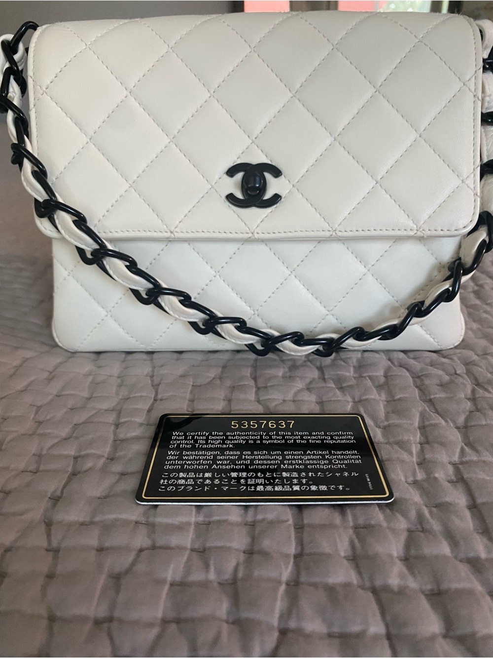 Chanel 90s quilted lambskin medium square flap Bekko resin black hardware